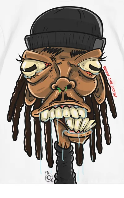 Una cara con rastas y gorro de lana, los dientes de oro por delante